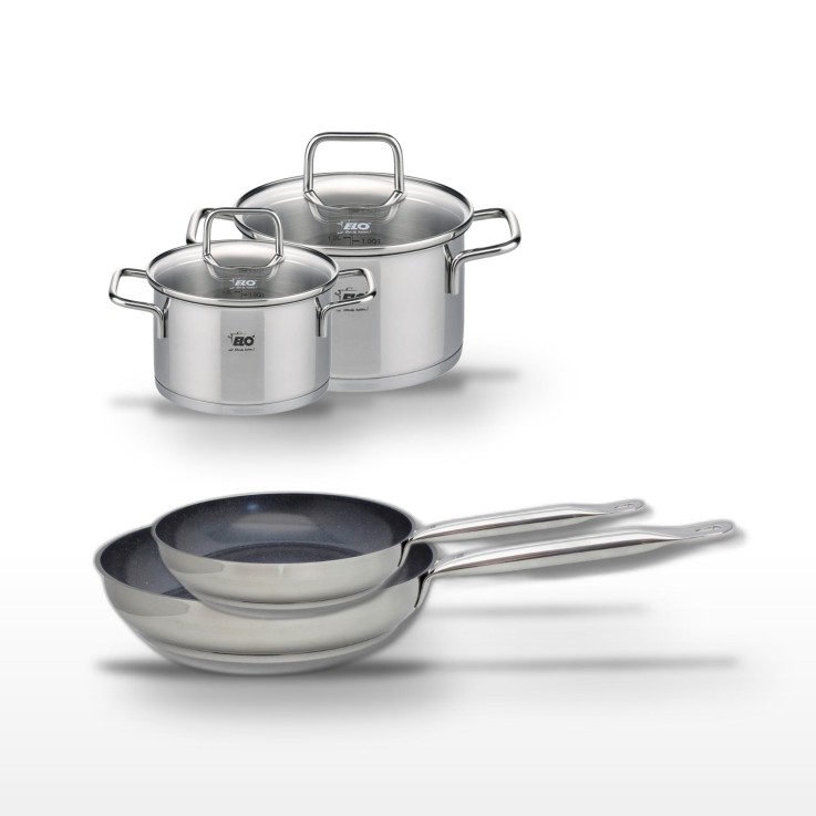 Batterie de cuisine Profi Therm Platinum en céramique et inox - 24/28 cm et 16/20 cm - gris
