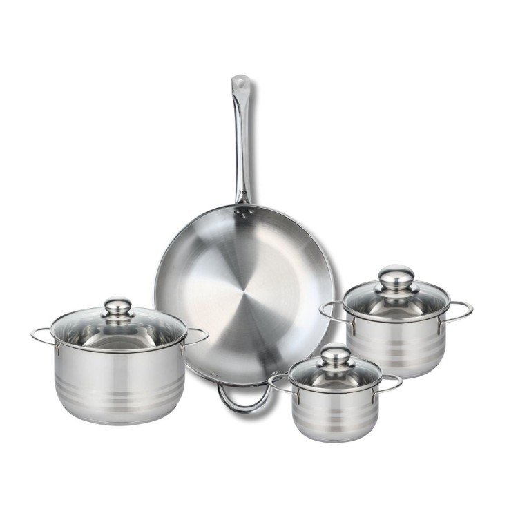 Batterie de cuisine Profi Brillant en inox - 4 pièces - poêle 32 cm
