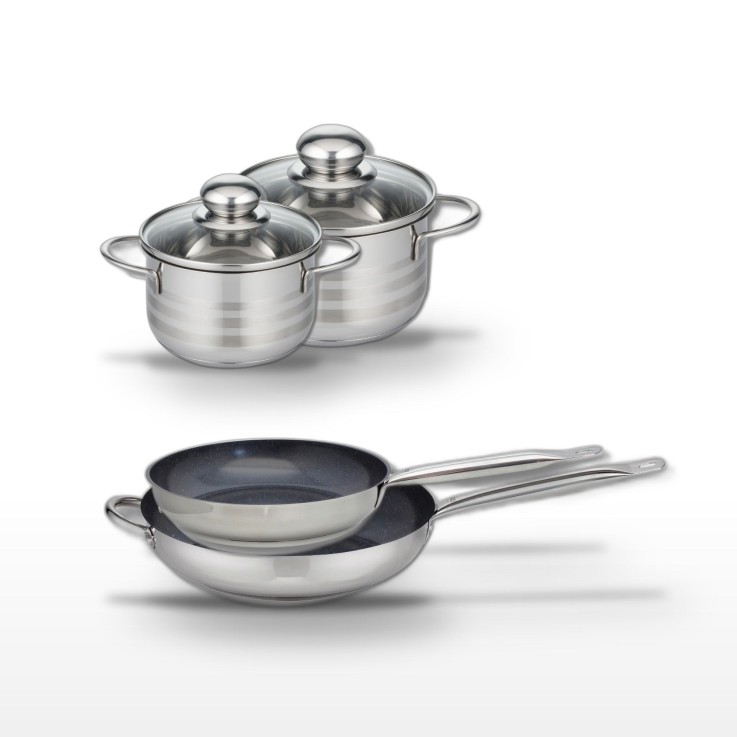 Batterie de cuisine Profi Therm Platinum en inox - poêles 28/32 cm - faitouts 14/16 cm