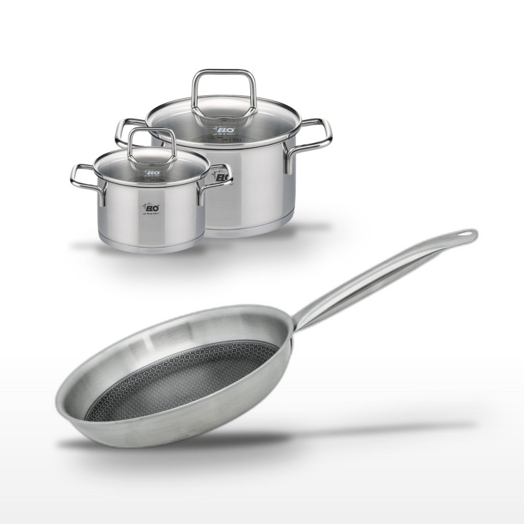 Batterie de cuisine Citrin et Relief Solution en inox - 12/16/28 cm