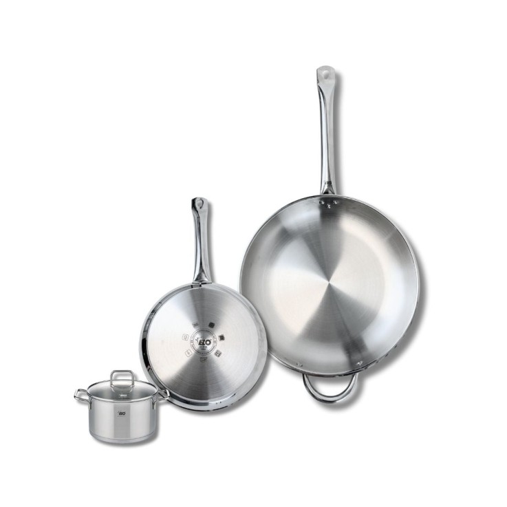 Batterie de cuisine Profi Citrin en inox - 24, 32 et 12 cm