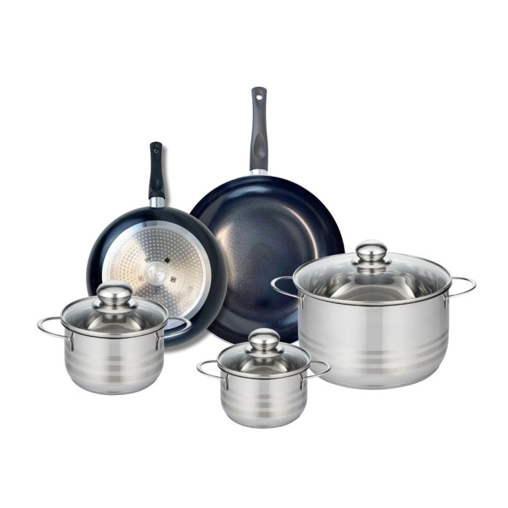 Batterie de cuisine Prima Brillant en aluminium et inox - 5 pièces - noir