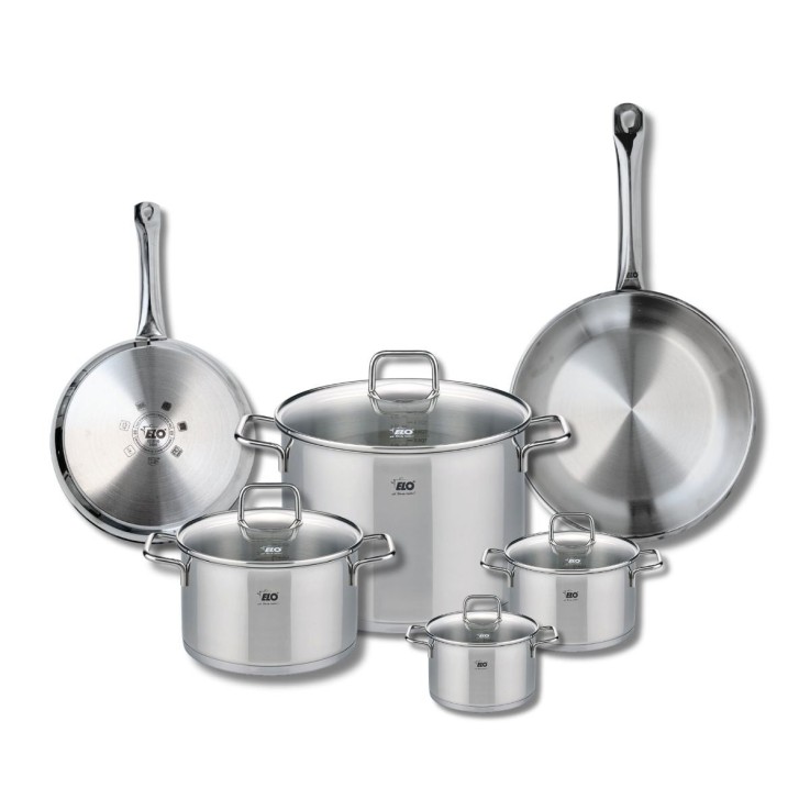 Batterie de cuisine Profi Citrin en inox - 10 pièces - poêles et faitouts