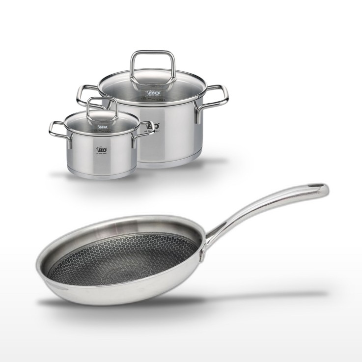 Batterie de cuisine Relief Evolution en inox - 14, 20 et 24 cm
