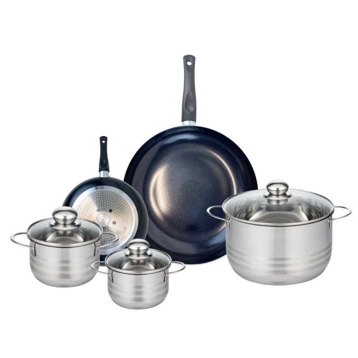 Batterie de cuisine Prima Brillant en aluminium et inox - 5 pièces - noire
