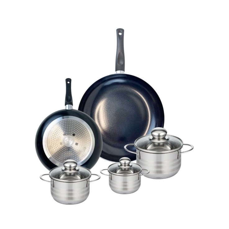 Batterie de cuisine Prima Brillant en aluminium et inox - 5 pièces - noir