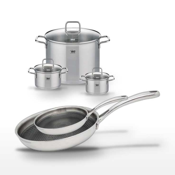 Batterie de cuisine Citrin et Relief Evolution en inox - 5 pièces