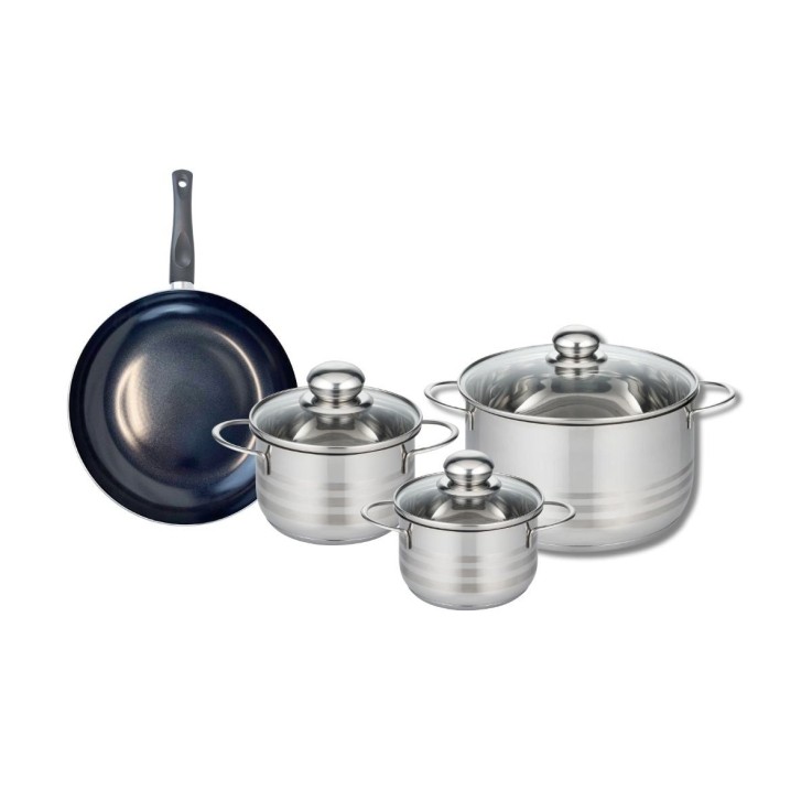 Batterie de cuisine Prima Brillant en aluminium et inox - 14, 16 et 24 cm