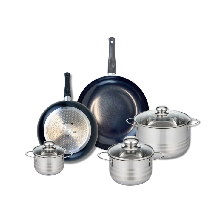 Batterie de cuisine Prima Brillant en aluminium et inox - 12 à 28 cm - noir