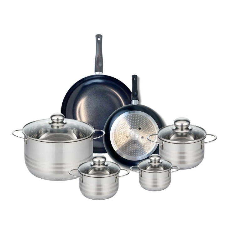 Batterie de cuisine Prima Brillant en aluminium et inox - 6 pièces