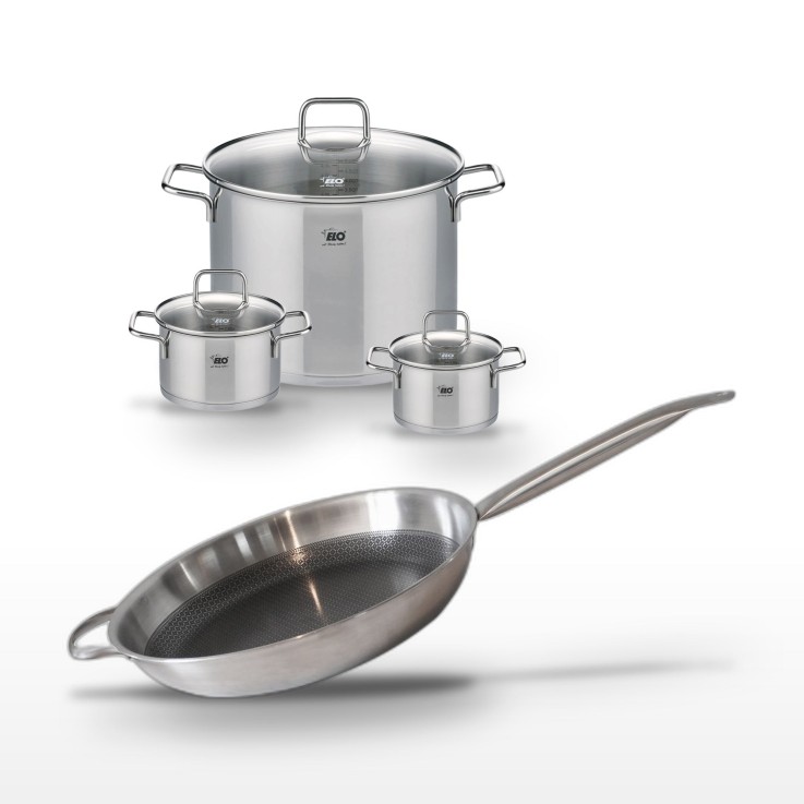 Batterie de cuisine Relief Solution en inox - 14, 16, 26 et 32 cm