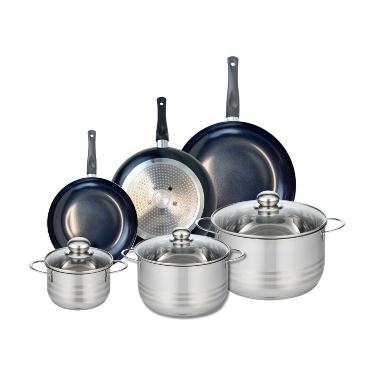 Batterie de cuisine Prima Brillant en aluminium et inox - 6 pièces