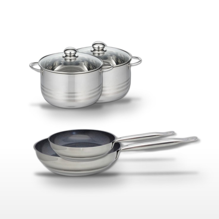 Batterie de cuisine Profi Therm Platinum en inox - 24/28 cm - 20/24 cm - grise