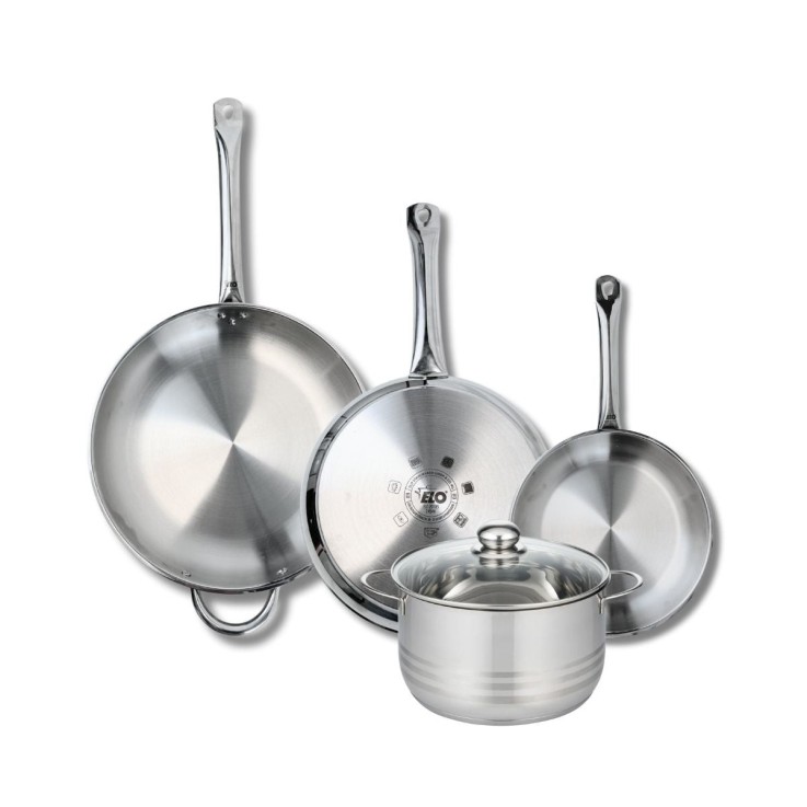 Batterie de cuisine Profi Brillant en inox - 4 pièces - gris