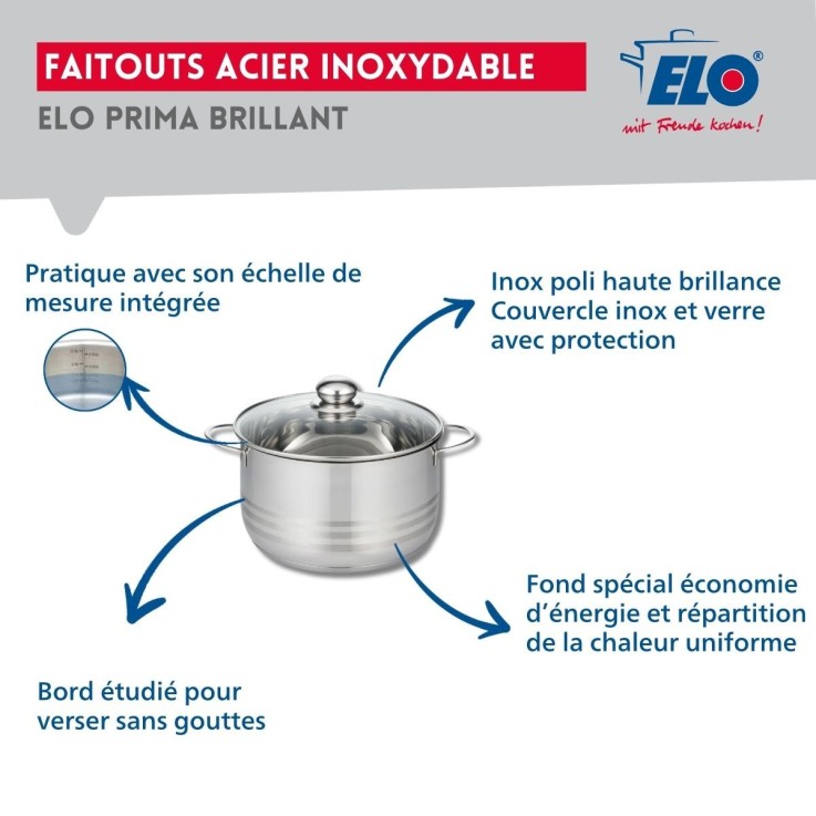 Batterie de cuisine Profi Brillant en inox - 4 pièces - gris