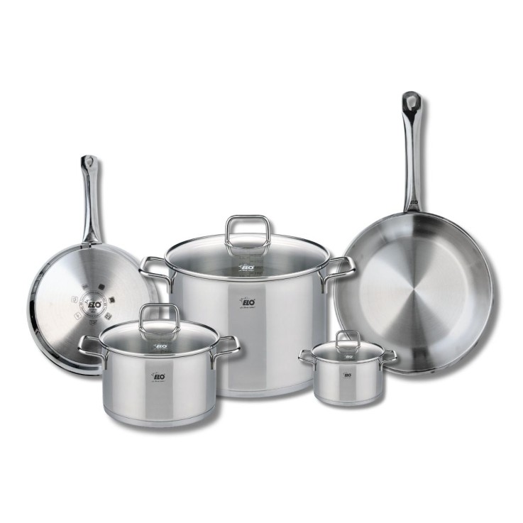 Batterie de cuisine Profi Citrin en inox - 2 poêles et 3 faitouts