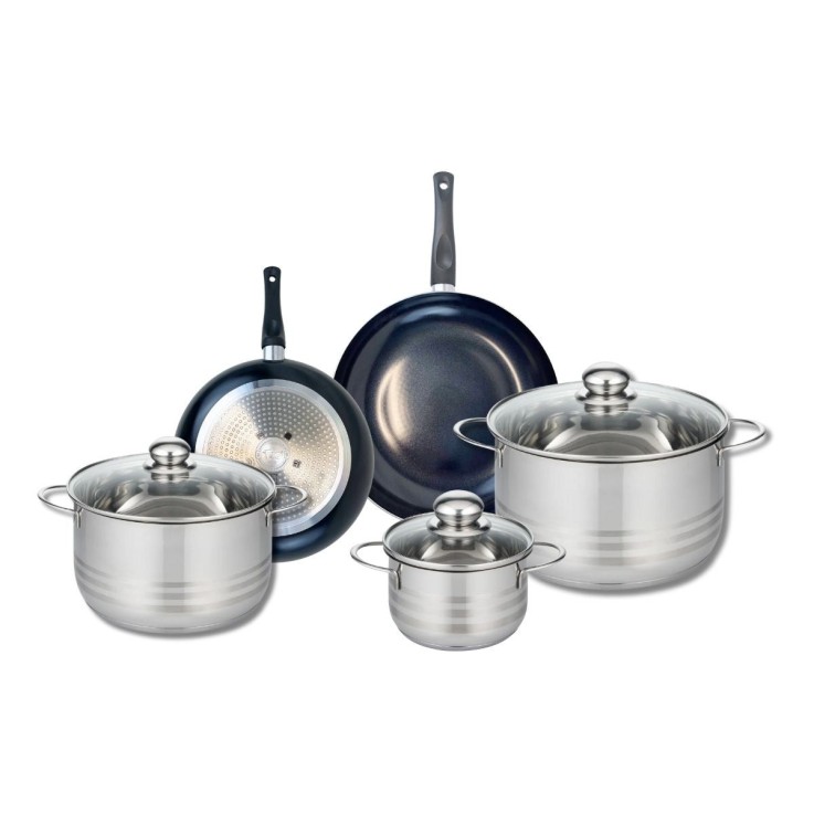 Batterie de cuisine Prima Brillant en aluminium et inox - 14, 20 et 24 cm