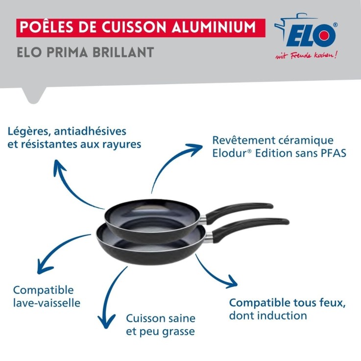 Batterie de cuisine Prima Brillant en aluminium et inox - 14, 20 et 24 cm