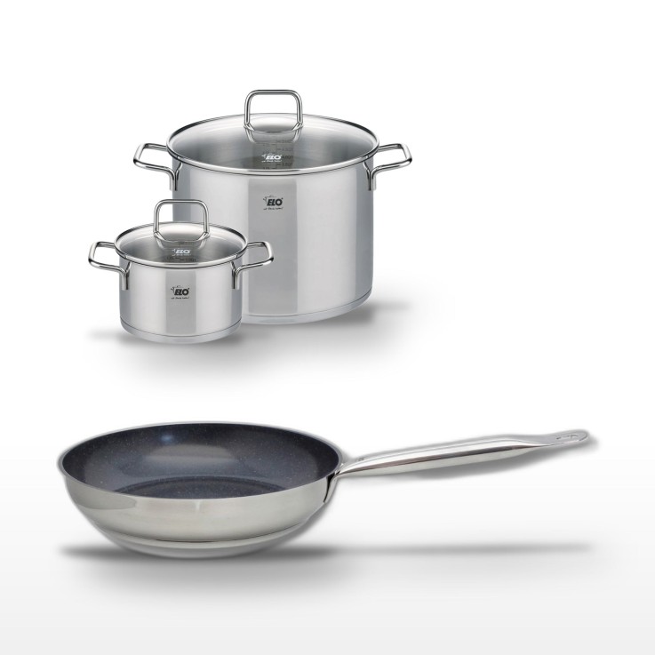 Batterie de cuisine Profi Therm Platinum en inox et céramique - 20/24/26 cm