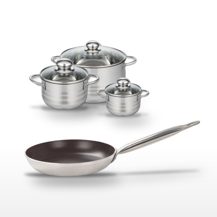 Batterie de cuisine Bistro Line en inox et aluminium - 12/16/20/28 cm - noir
