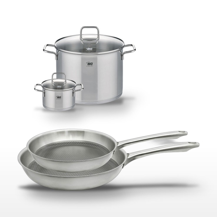 Batterie de cuisine Relief Passion en inox - 24/28 cm et 16/26 cm