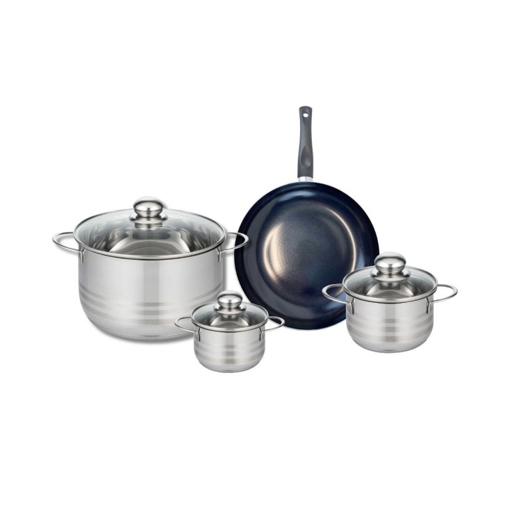Batterie de cuisine Prima Brillant en aluminium et inox - 12/14/24 cm - noire