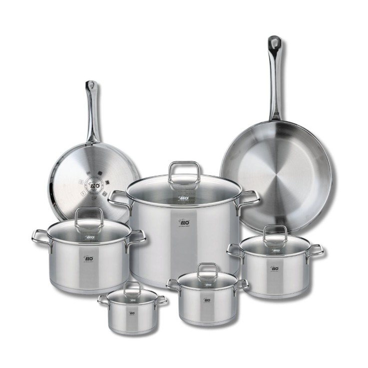 Batterie de cuisine Profi Citrin en inox - 2 poêles et 5 faitouts