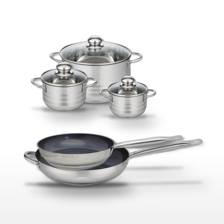 Batterie de cuisine Profi Therm Platinum en inox - 28/32 cm - 12/14/24 cm - gris