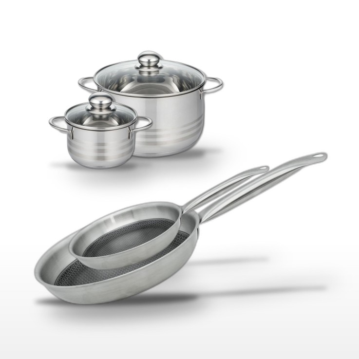 Batterie de cuisine Relief Solution en inox - 24/28 cm et 14/24 cm