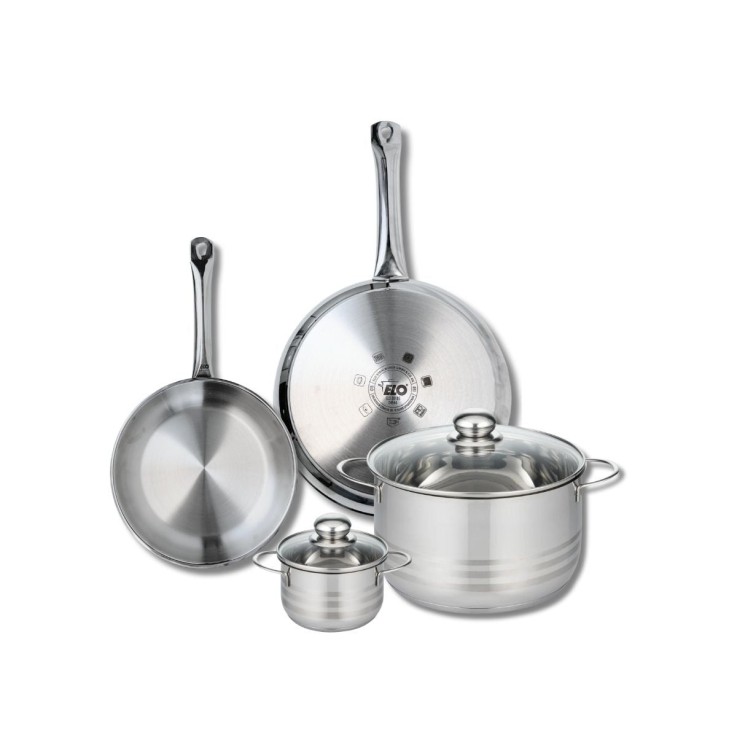 Batterie de cuisine Profi Brillant en inox - poêles 24/28 cm - faitouts 12/24 cm