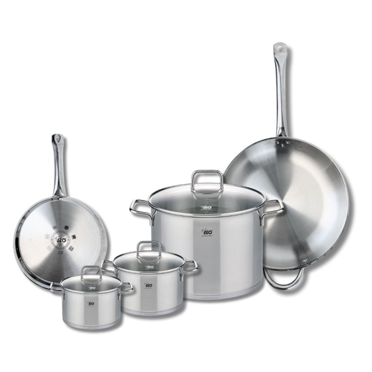 Batterie de cuisine Profi Citrin en inox - 2 poêles et 3 faitouts