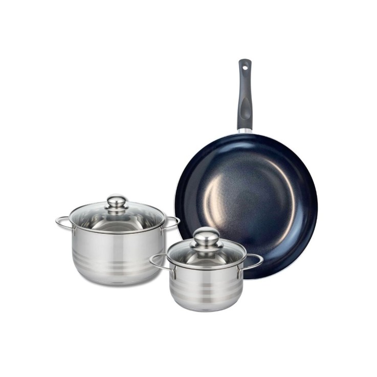 Batterie de cuisine Prima Brillant en aluminium et inox - 5 pièces - noire