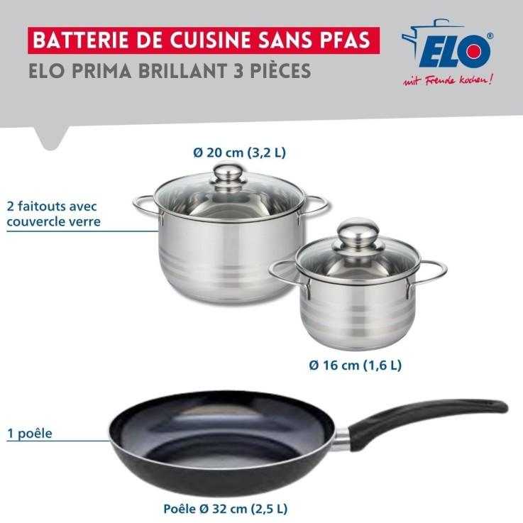 Batterie de cuisine Prima Brillant en aluminium et inox - 5 pièces - noire