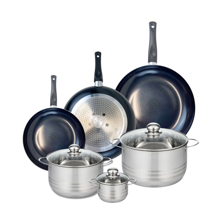 Batterie de cuisine Prima Brillant en aluminium et inox - 6 pièces