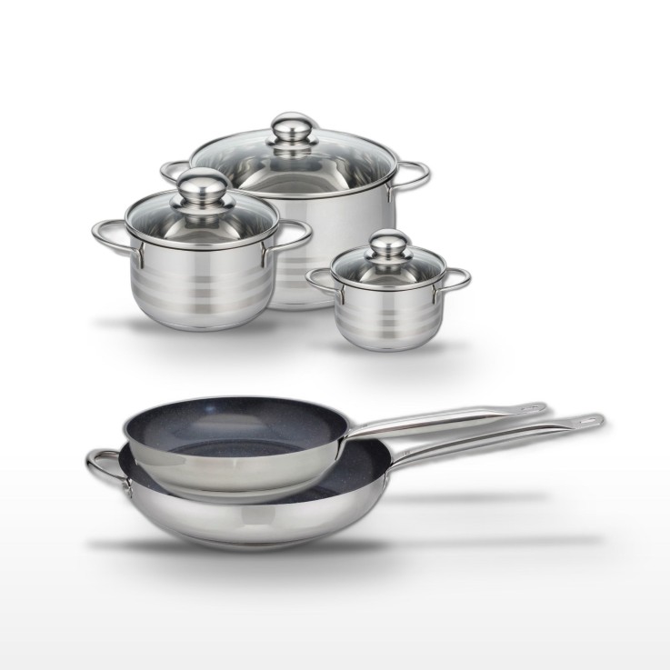 Batterie de cuisine Profi Therm Platinum en inox et céramique - 5 pièces - grise