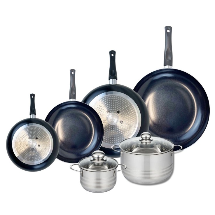 Batterie de cuisine Prima Brillant en aluminium et inox - 6 pièces