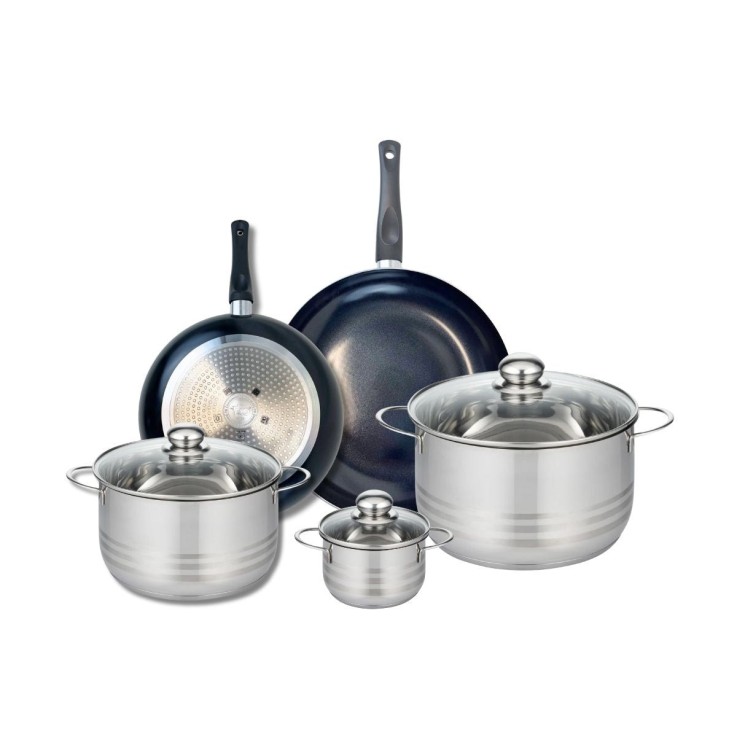 Batterie de cuisine Prima Brillant en aluminium et inox - 5 pièces - noir