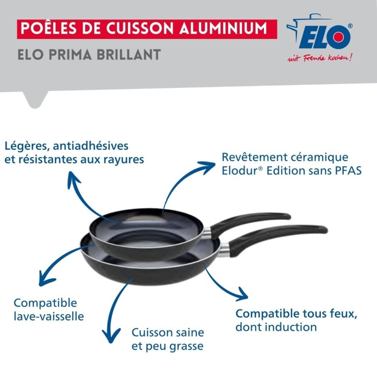 Batterie de cuisine Prima Brillant en aluminium et inox - 5 pièces - noir