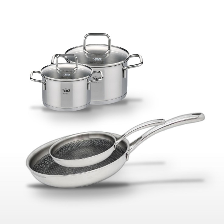 Batterie de cuisine Relief Evolution en inox - 24/28 cm et 16/20 cm