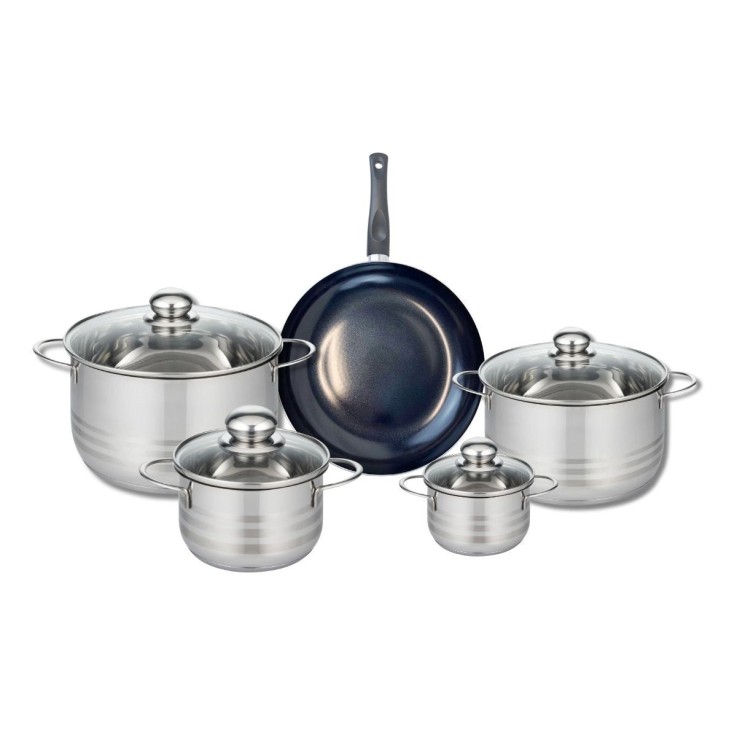 Batterie de cuisine Prima Brillant en inox et aluminium - 5 pièces - noire