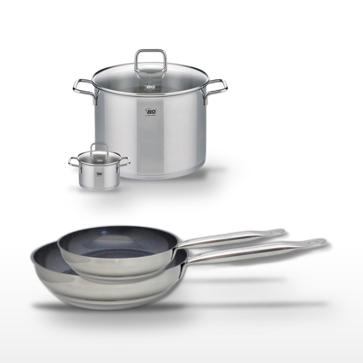 Batterie de cuisine Profi Therm Platinum en inox - 4 pièces - gris