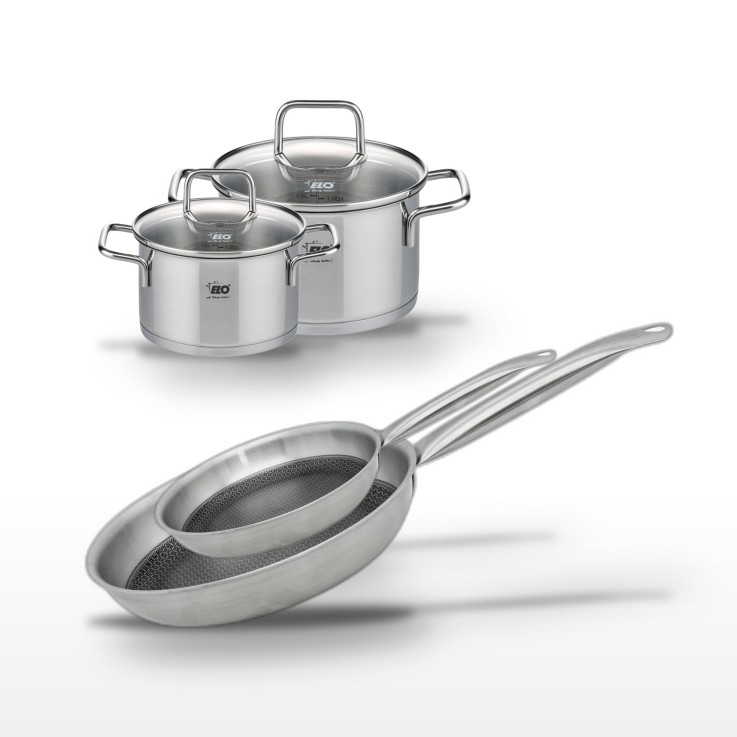 Batterie de cuisine Relief Solution en inox - 28/24 cm et 20/16 cm