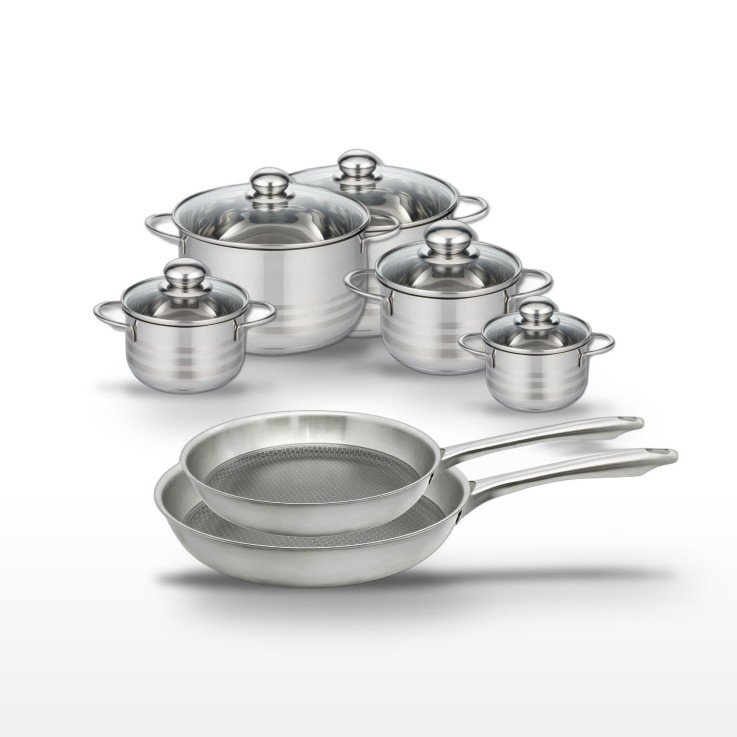 Batterie de cuisine Relief Passion et Brillant en inox - 7 pièces - gris