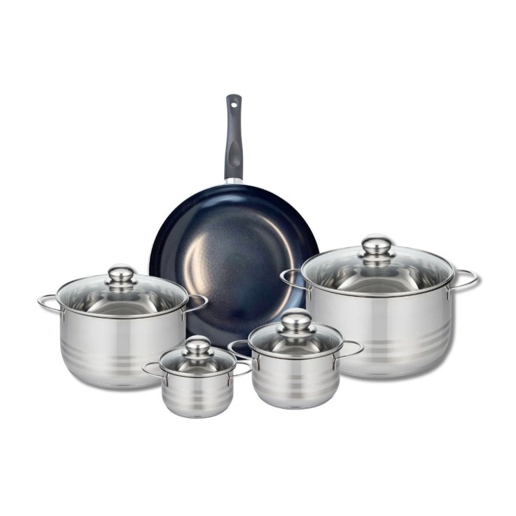 Batterie de cuisine Prima Brillant en aluminium et inox - 5 pièces - noir