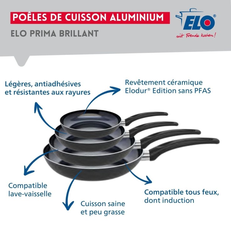 Batterie de cuisine Prima Brillant en aluminium et inox - 10 pièces - noir