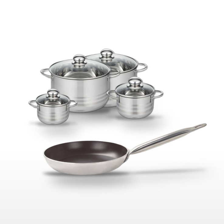 Batterie de cuisine Bistro Line en aluminium et inox - 5 pièces - noire