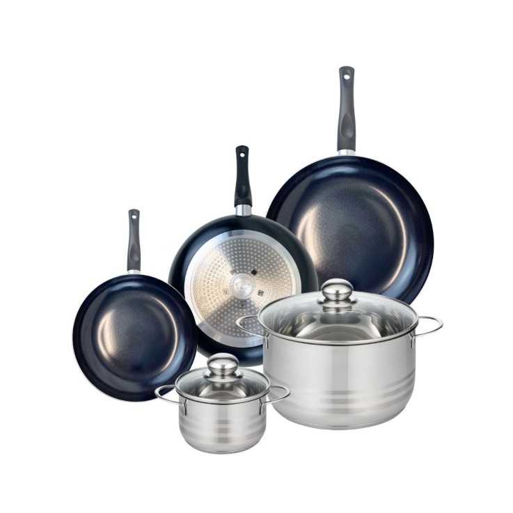 Batterie de cuisine Prima Brillant en aluminium et inox - 5 pièces - noir