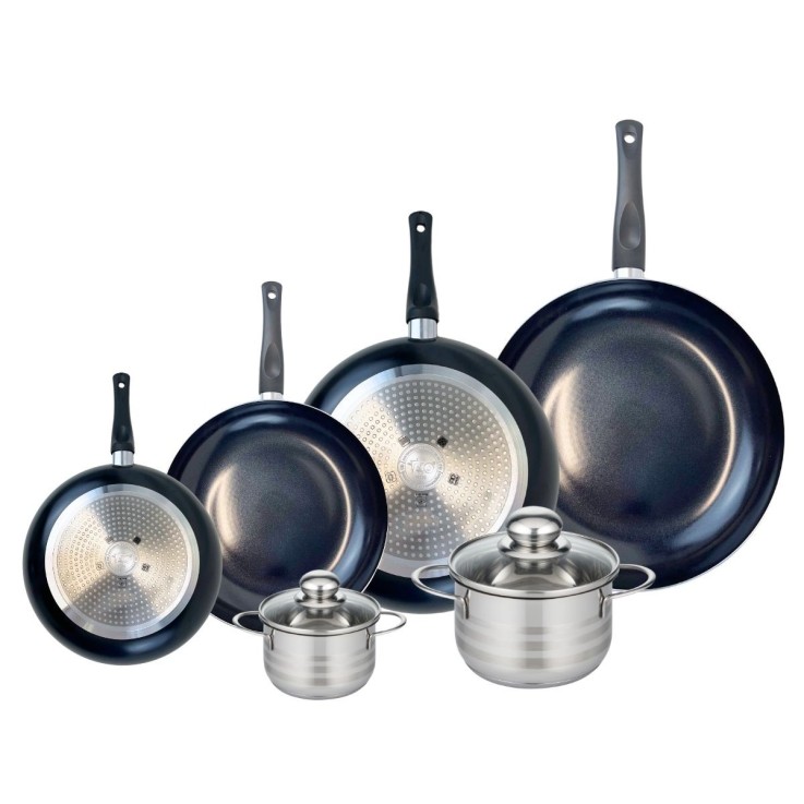 Batterie de cuisine Prima Brillant en aluminium et inox - 6 pièces - noire