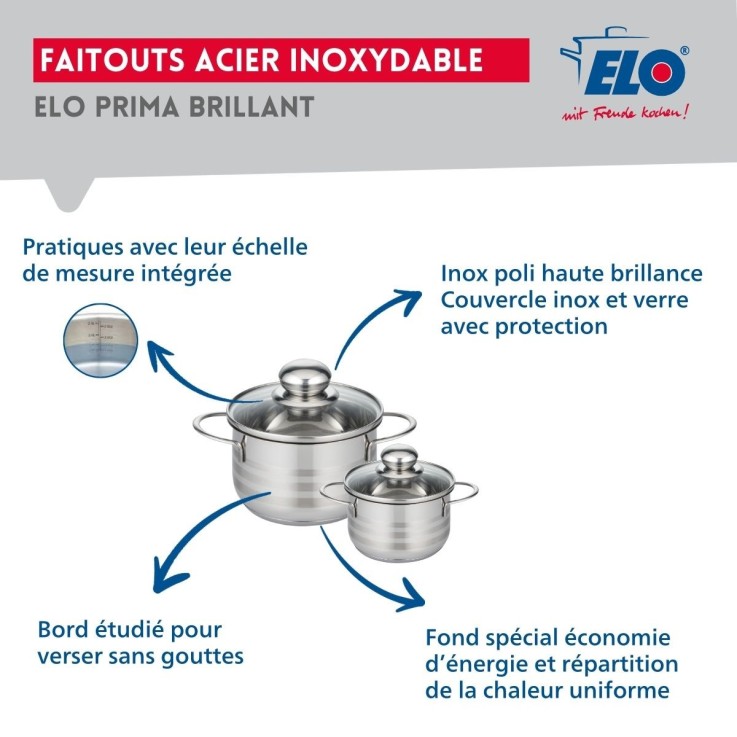 Batterie de cuisine Prima Brillant en aluminium et inox - 6 pièces - noire