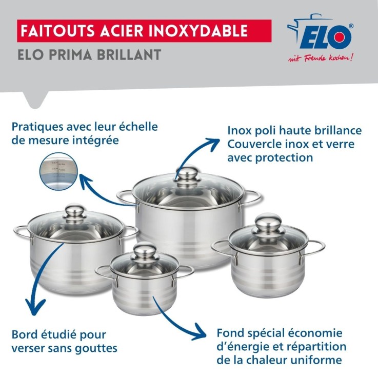Batterie de cuisine Prima Brillant en aluminium et inox - 6 pièces - noire